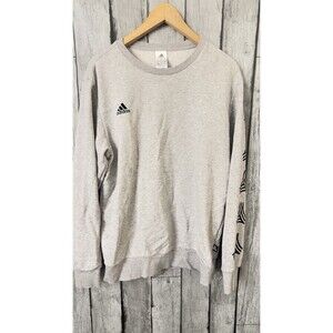 Adidas Sweatshirt Mens Medium Gray Tango Raglan Soccer Sweater 3 Stripe Pullover